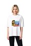Women's Oversize Arcade Game Printed T-Shirt 100% Cotton Relaxed Fit Nostalgia Themed Casual Modern Stylish