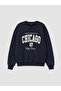 Özmarka New Season Navy Blue Embroidered Oversize Women's Sweatshirt - 5
