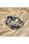 Women's Floral Patterned Scarf Necklace with Pearls and Magnets, Stylish Neck Accessory (45 cm)