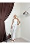 Women's White Top and Bottom Set Strapless Button Detailed Pocketed Vest Wide Leg Pants Set - 3