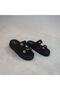 423 Black Double-Strap Stone-Embellished Eva Slippers - 3