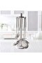 Rotating kitchen utensil rack with 6 hooks, silver