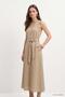 Crew Neck Waist Tie Dress 8662A Mink - 3