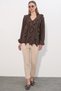Women's Ruffle Detailed Long Sleeve Shirt 40031 - Brown - 2