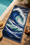 Photorealistic Navy Blue Giant Ocean Wave Patterned 70X150 Beach Towel - Cotton Bath Towel - 2
