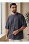 Unisex Oversize T-Shirt with Minimal Pattern Print, Cotton Crew Neck, Loose Fit T-Shirt - 2