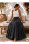 Drawstring Layered Maxi Skirt - 2