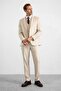 Beige Slim Pointed Collar Plain Dobby Covered Pocket 6 Drop Vest Suit