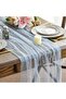 Light blue tablecloth adorned with white pearls - silky soft mesh, 30x120 inches - weddings, parties, and table decorations