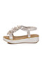White Rubber Band Soft Comfortable Sole Patterned Glittery Women's Sandals B178 Z
