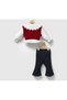Girl's Strawberry Teddy Bear Embroidered 4-Piece Set Knitwear Sweater Shirt Pants Bag - 6