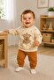 Baby 100% Cotton Teddy Bear Patterned Sweatshirt and Pants Set - 5