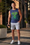 Men's Regular Cut 100% Cotton Crew Neck Sleeveless Elastic Pocket Pajama Set Anti-Sweat - 2
