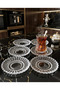 Set of 6 12 cm Glass Tea Plates Elysia and Chubby Cup Compatible Striped Coasters - 4