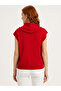 Women's Red Knitwear Half Turtleneck Sleeveless Blouse - 2