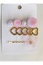 Set of 3 Clasps in Pink Color with Hearts, Metal and Butterflies - 4