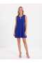 Viscose Fabric Keyhole Neckline Mini Above-Knee Combed Cotton Dress