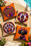 Hippie Embroidered Flowers and Dog Pattern 4-Piece Throw Pillow Cover Set - 2