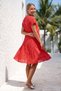 Narçiçeği Round Neck Short Sleeve Pocketed Lined Washable Robe Brodeli Cotton Woven Dress 106 55 - 8