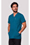 Men's Envelope Collar Smoked, Khaki Green, Petrol Blue, Petrol Green Lycra Belinda Fabric Scrubs Single Top - 2