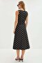Polka Dot Draped Waist Midi Dress - 8