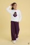 Burgundy Girls' Hoodie Detailed Sweatshirt Wide Leg Sweatpants Set 24781 - 2