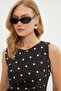 Polka Dot Draped Waist Midi Dress - 6
