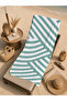 Mint White Diagonal Geometric Striped 70X150 Beach Towel - Cotton Bath Towel - 5