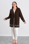 Women's Plus Size Sleeve Skirt Hem Zigzag Stone Detail Open Front Stretchy Viscose Midi Length Cardigan - 5