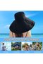 Wide-brimmed women's sun hat - UV protection breathable beach foldable bucket (black) - 2