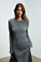 Duende Women's Round Neck Stripe Patterned Slim Fit Knitwear Grimelange Dress - 4