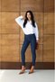 Women's Dark Blue High Waist Skinny Jean Trousers Dark Blue Stretchy Long Leg - 2