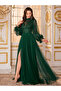 Dark Green Beaded Sequin Mesh Maxi Dress - 4