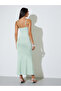 Green Solid Ruffle Details Maxi Dress - 5