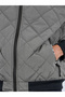 Grey Diagonal Quilted Hooded Puffer Jacket - 4