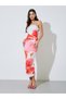 Multi-Color Graphic Print Bodycon Maxi Dress with Scarf - 5