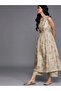 Grey Printed Silk Blend A-Line Kurta, Palazzos and Dupatta Set - 2