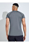 Charcoal Solid Raglan Sleeves Contrast Stitch Running T-Shirt - 4