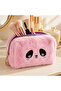 Plush Pen Holder and Makeup Bag Zippered Multi-Purpose Organizer Bag Pink