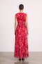 Women's Crew Neck Draped A-Line Lycra Tulle Long Evening Dress - 5