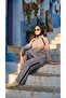 Women's Stand Collar Zippered Tunic and Wide Leg Pants Two-Piece Set - 2