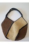 Hand Knitted Straw Two-Color Shoulder Bag (Unlined) - 4