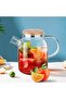Heat Resistant Borosilicate Glass Teapot Pitcher – Bamboo Lid, with Strainer, Cold & Hot - 3