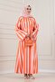 Thick Striped High Collar Dress-Orange - 2