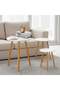 Modern 3-Piece Nesting Coffee Table Set with White Marble-Look Round Tops and Natural Wooden Legs, Stylish Minimalist Living Room Side Tables for Home, Apartment, Lounge, Bedroom, Office,