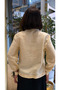 Women's Cream Linen Shirt, Stylish Shirt with a Classy Look |   Drawstring at the Bottom, Hidden Buttons, Long Sleeves - 4