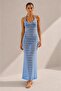 V-Neck Openwork Long Knitwear Dress