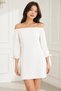 Women's 3/4 Sleeve Madonna Collar Elastic Shirt Fabric Tie Loose Casual Slit White Tunic Blouse