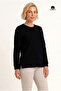 Women's Belinda Basic, Long Sleeve, Regular Fit, Slit, O-Neck, Cotton T-Shirt Black - 2