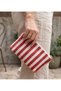Canvas Red Striped Makeup Bag